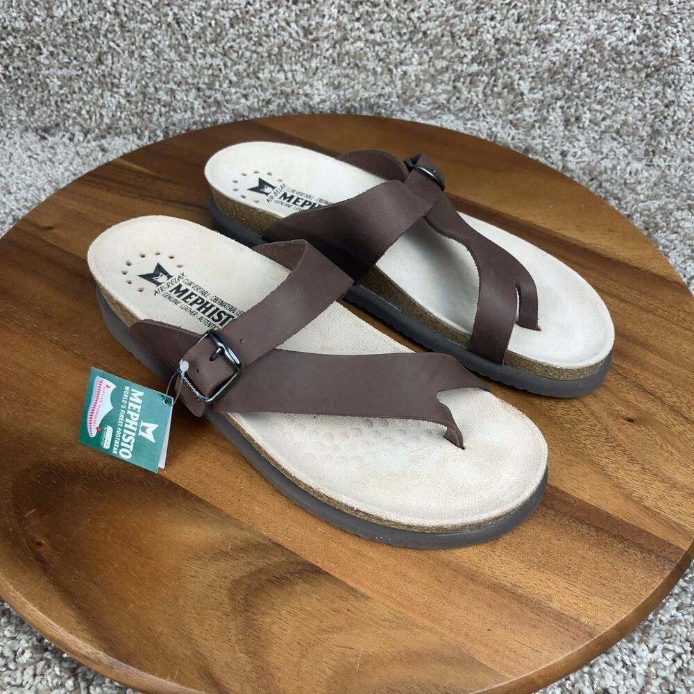 Mephisto Helen Womens Toe Loop Sandal Dark Brown Scratch Leather EU 40 / US 10